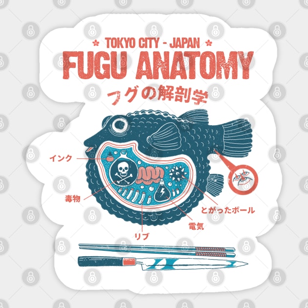 Fugu anatomy Tokyo Sticker by ppmid